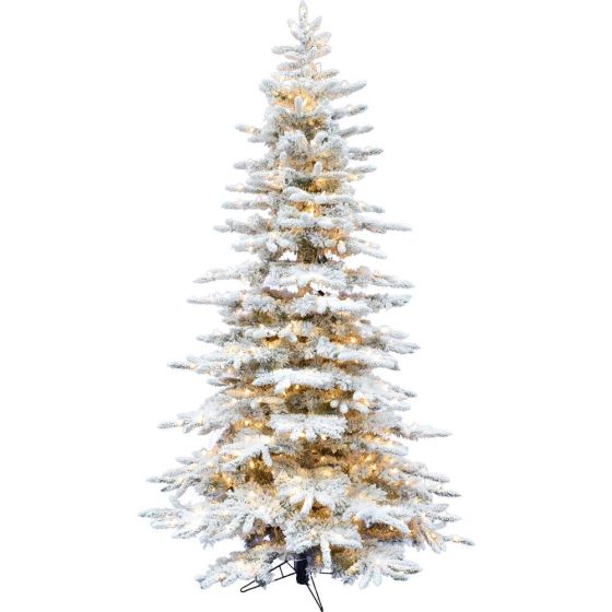 6.5-Ft. Flocked Pine Valley Christmas Tree with Warm White LED String Lighting
