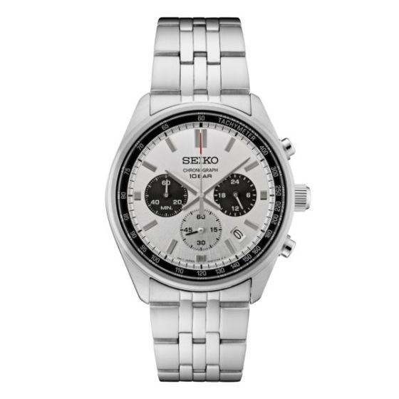 Men's Essentials Chronograph Silver-Tone SS Watch Silver & Black Dial