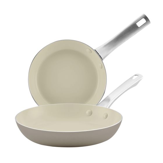 2pc Vibrance Ceramic Nonstick Fry Pan Set Champagne