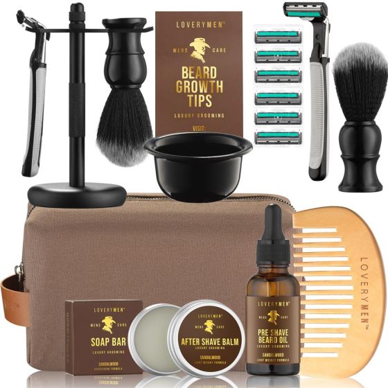 LOVERYMEN Ultimate Beard Shaving Kit Size 17 Pieces