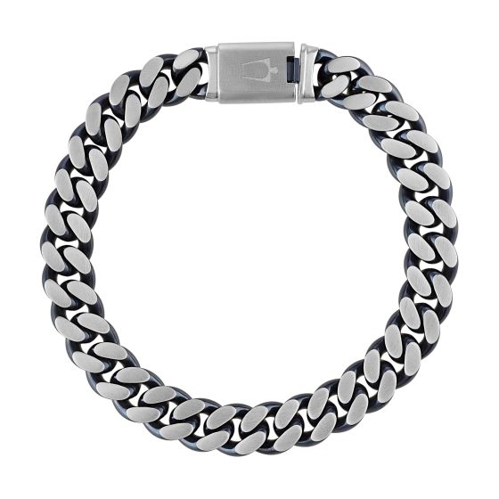 Classic 10mm Curb Stainless Steel/Blue Bracelet, 8.5