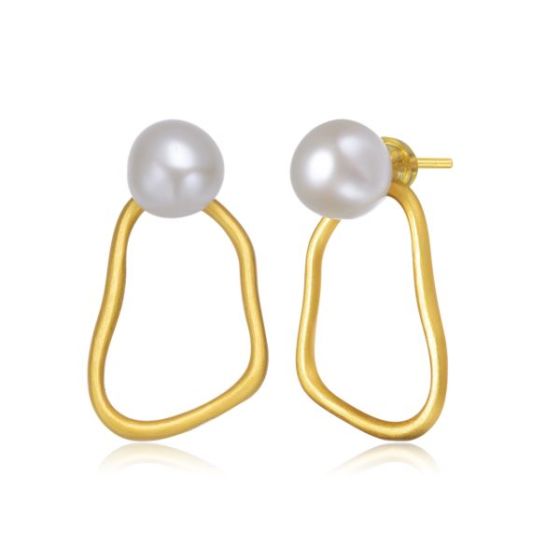 Delphine Golden Light Pearl Earrings Size 0.39