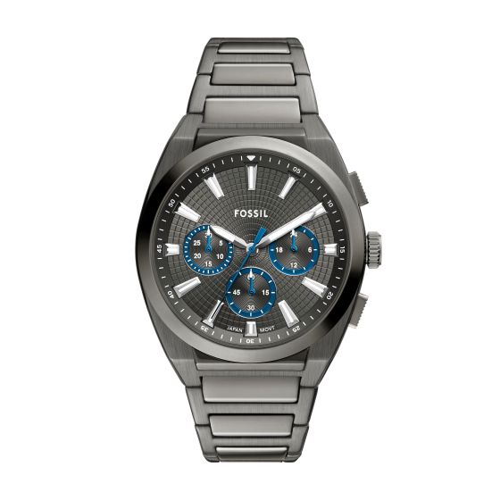 Mens Everett Chronograph Smoke Stainless Steel Watch Gray Dial