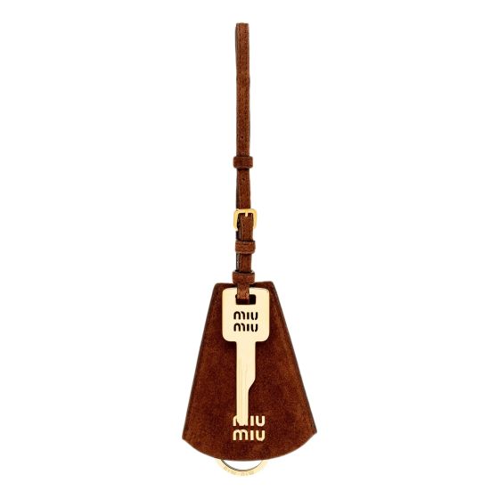Miu Miu Suede Leather Trick in Cognac Bag Charm