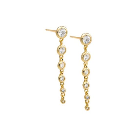 CZ Bezel Graduated Drop Stud Earring Size 1