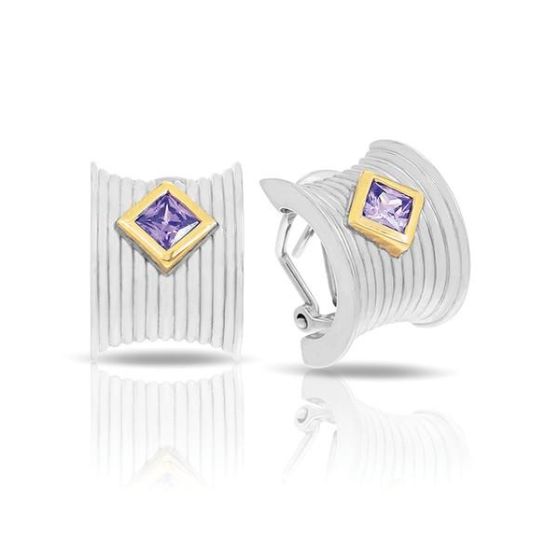 Belle Etoile Two tone Amethyst studded Valore Earrings - 925 Sterling Silver.