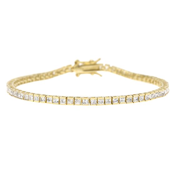 Petite Gold Tone Cubic Zirconia Tennis Bracelet