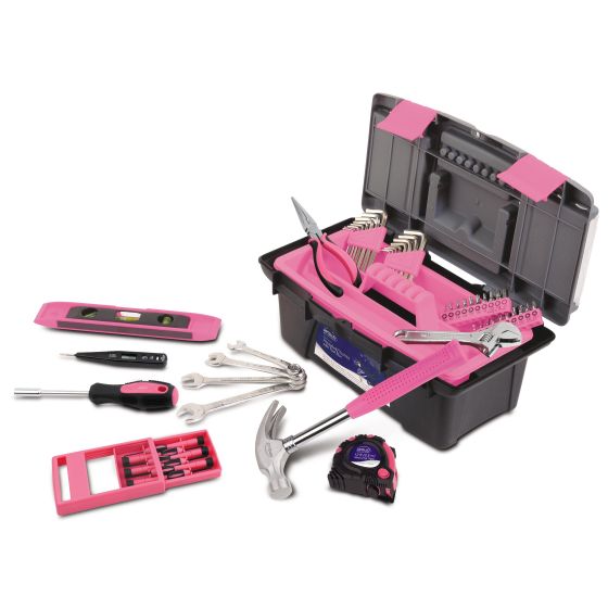 53 Piece Household Tool Kit with Tool Box - Pink