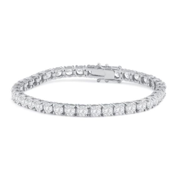 Bright White Privilege Round Lab Grown Diamond Tennis Bracelet in 14K White Gold 14.00ct,EF,VS1 VS2