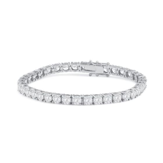 Bright White Privilege Round Lab Grown Diamond Tennis Bracelet in 14K White Gold 12.00ct,EF,VS1 VS2