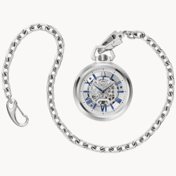 Sutton Silver-Tone Stainless Steel Automatic Pocket Watch Silver-White Dial