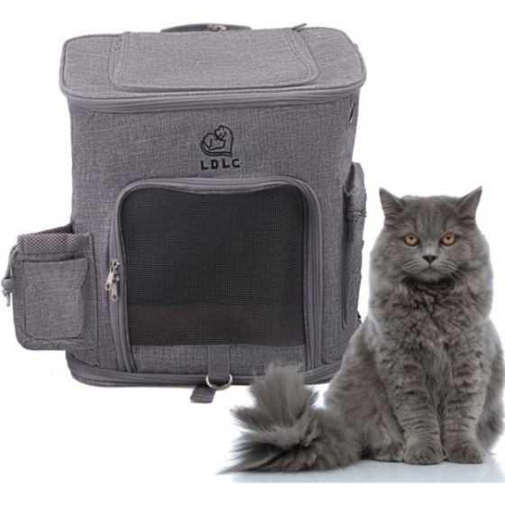 Pet Backpack for 22 Lbs. Dogs and Cats with Suitcase Strap and Storage Pockets, Gray