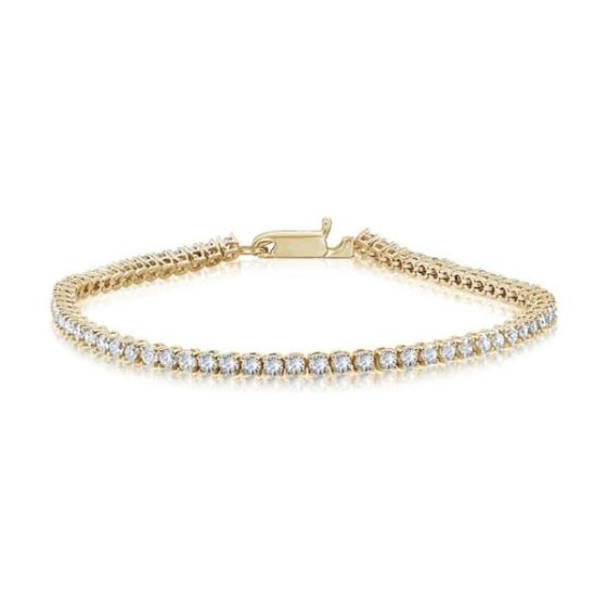 Bright White Privilege Round Lab Grown Diamond Tennis Bracelet in 14K Yellow Gold 2.50ct,EF,VS1 VS2