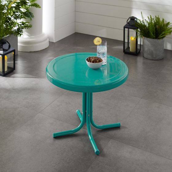 Retro Metal Side Table In Tourquoise