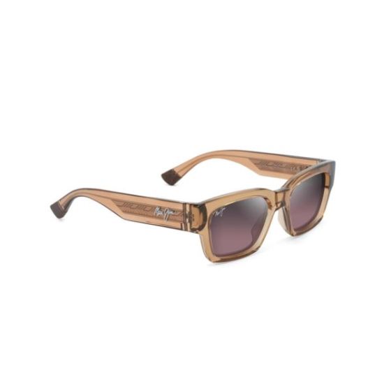 Kenui Polarized Sunglasses Shiny Light Tan Frame Maui Rose Lens