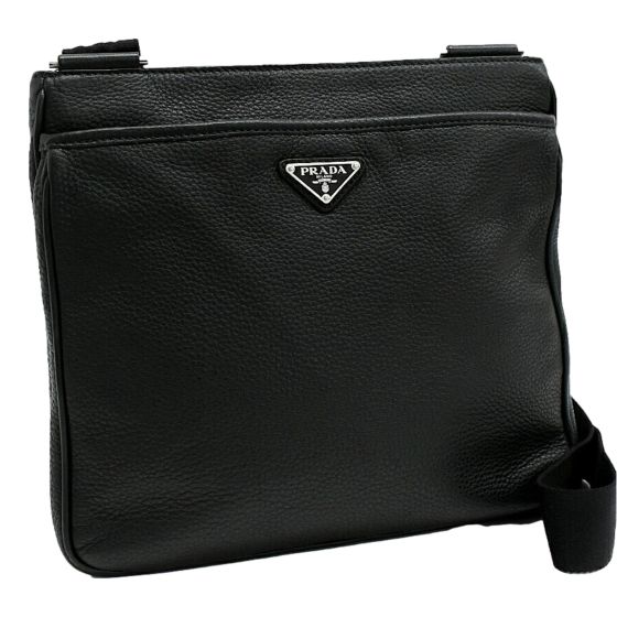Prada City Vitello Leather Black Messenger Crossbody Bag