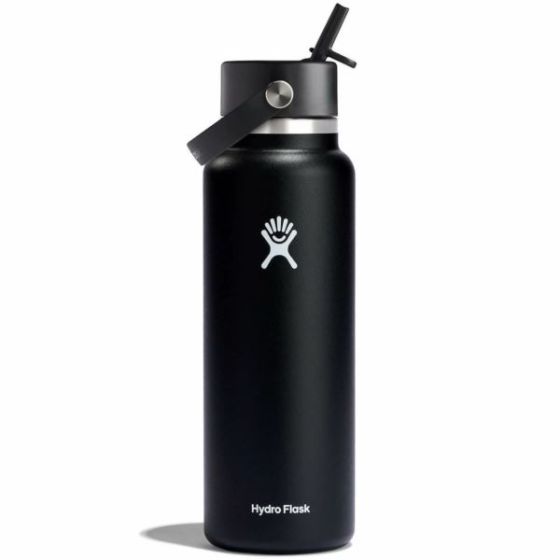 40 oz. Wide Mouth Bottle w/Flex Straw Cap - Black