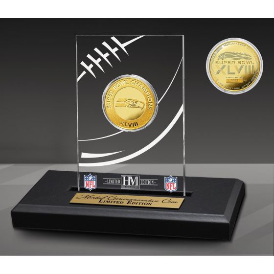 Seattle Seahawks Super Bowl Champions Gold Coin Etched Acrylic