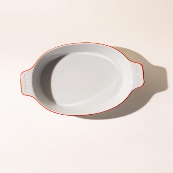 10 x 6.6 Oval Gratin Baking Dish, Porcelain - Red