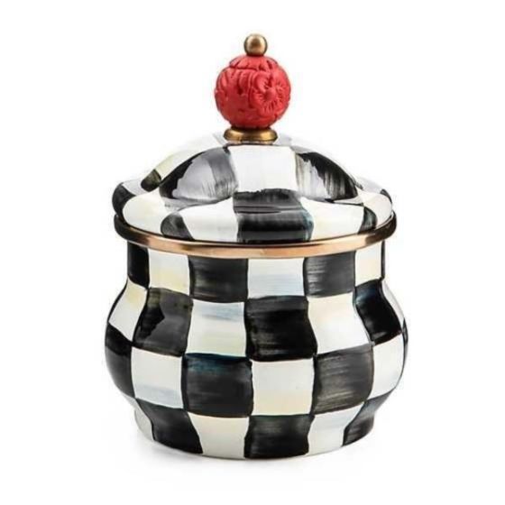 Sterling Check Lidded Sugar Bowl