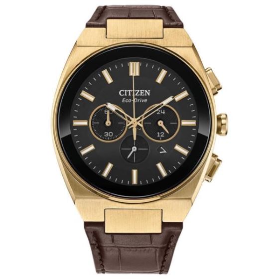 Men's Modern Black Dial Leather Strap Watch