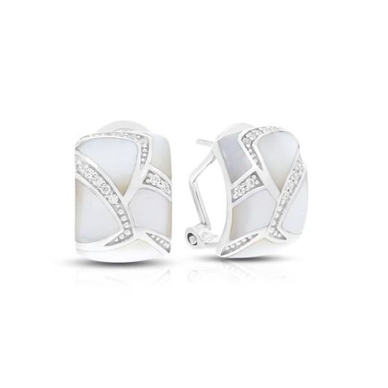 Belle Etoile Round Cubic Zirconia  studded White Sirena Earrings - 925 Sterling Silver.