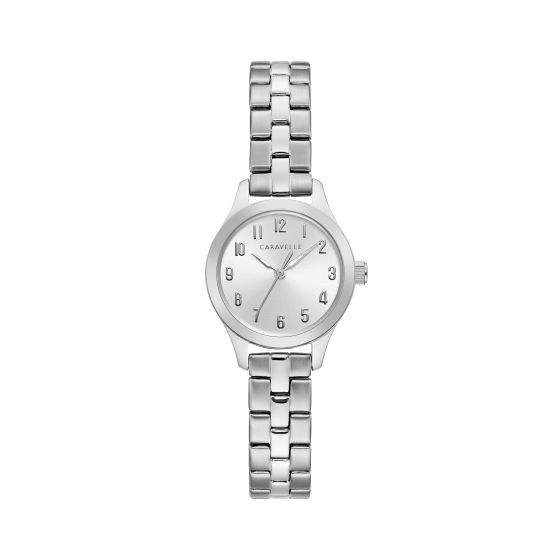 Ladies Silver Tone Stainless Steel Bracelet Watch with Arabic Numerals