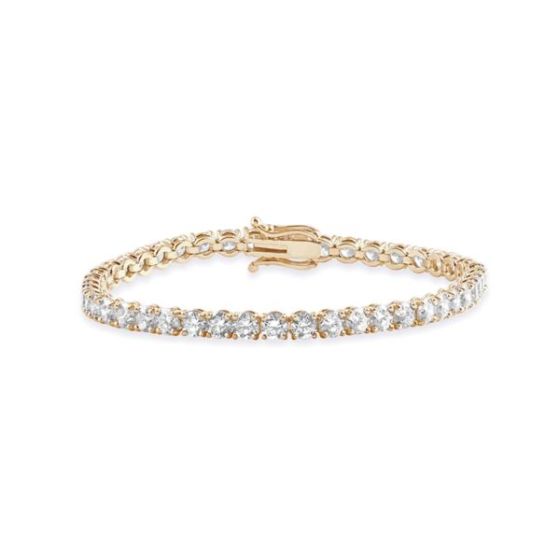 Bright White Privilege Round Lab Grown Diamond Tennis Bracelet in 14K Yellow Gold 5.50ct,EF,VS1 VS2
