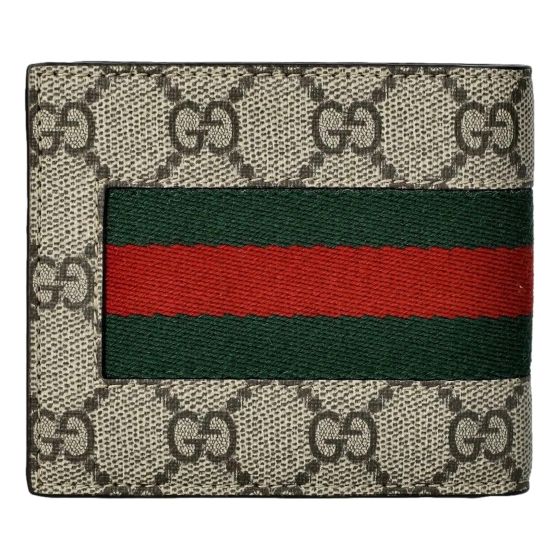 Gucci GG Supreme Canvas Leather Webstripe Bifold Wallet