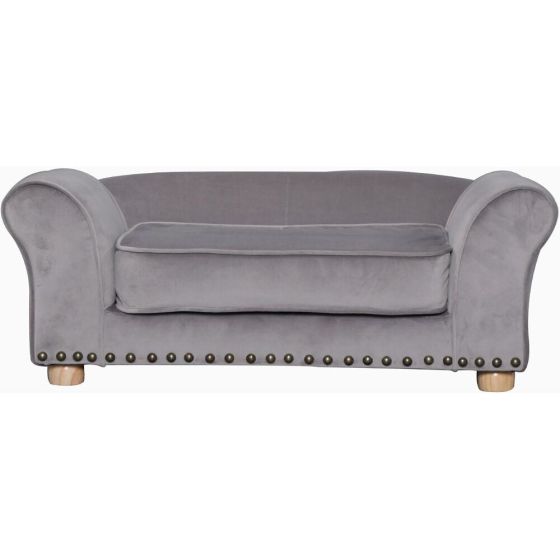 34-in. Faux Velvet Pet Bed Sofa for Medium-Sized Dogs and Cats in Dark Gray