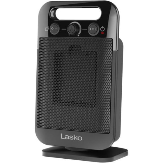 Lasko MyHeat - GO Oscillating Ceramic Space Heater with Adjustable Thermostat, Black