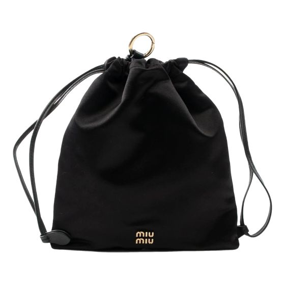 Miu Miu Duchesse Satin Mini Pouch Bag in Black