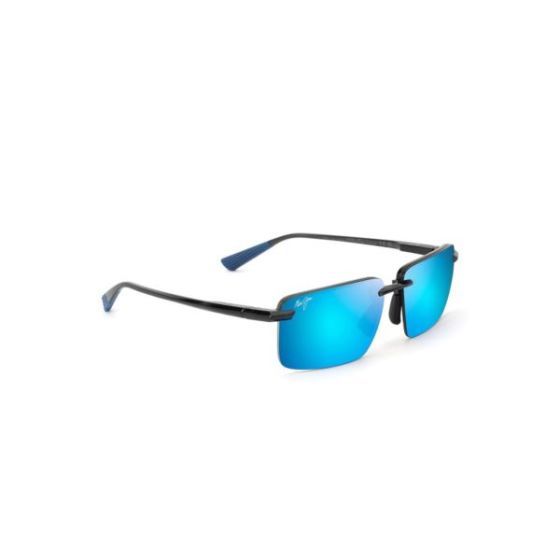 Laulima Polarized Sunglasses Shiny Dark Gray Frame Blue Hawaii Lens