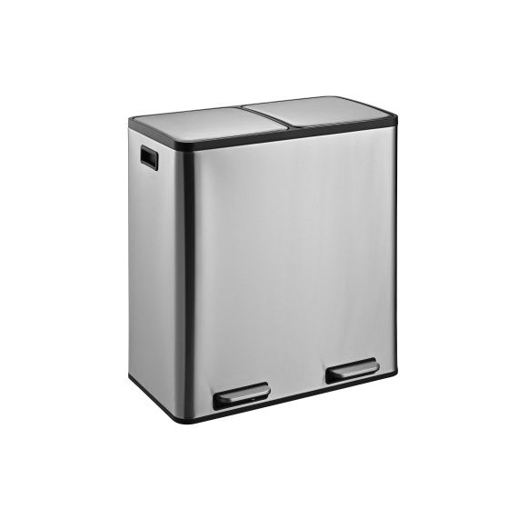 60L Dual Compartment Satin Finish Trash Can - Stainless Steel