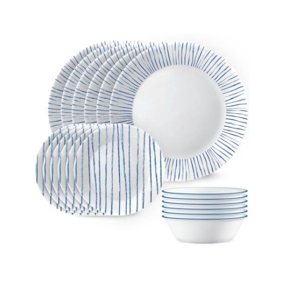 Botanical Stripes Classic Pattern 18pc Dinnerware Set