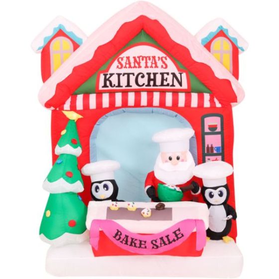7-Ft. Pre-Lit Inflatable Santa's Kitchen Outdoor Christmas Decoration