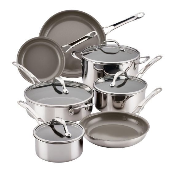 11pc Everlast Ceramic Stainless Steel Cookware Set