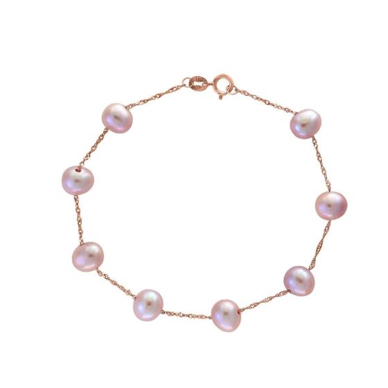 LALI Jewels 14K Rose Gold Natural Pink Fresh Water Pearl Bracelet