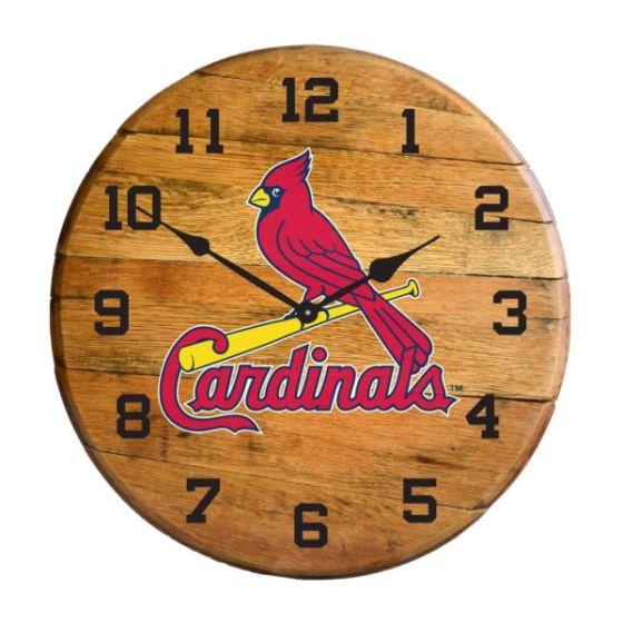 St Louis Cardinals Oak Barrel Clock