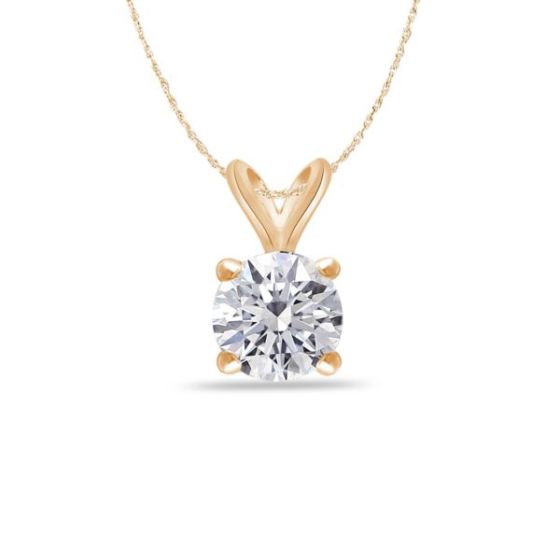 Bright White Round Lab Grown Diamond Pendant in 14K Yellow Gold 0.07ct, Color-FG, Clarity-VS