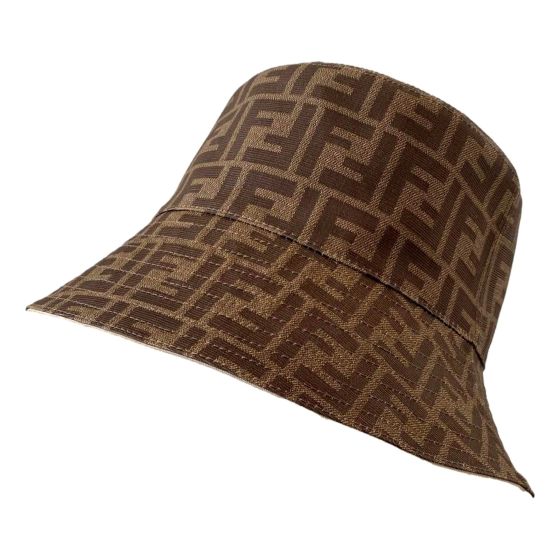 Fendi Zucca Brown Woven Fabric Bucket Hat Medium