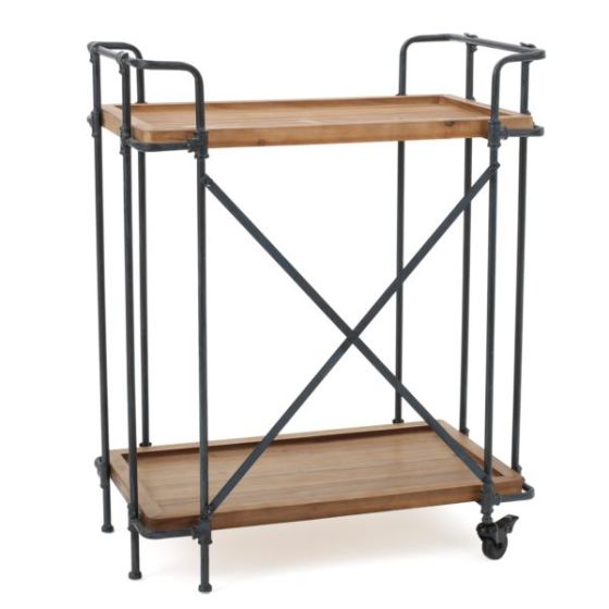 Outdoors Natural Wood Finish Fir Wood & Iron Bar Cart