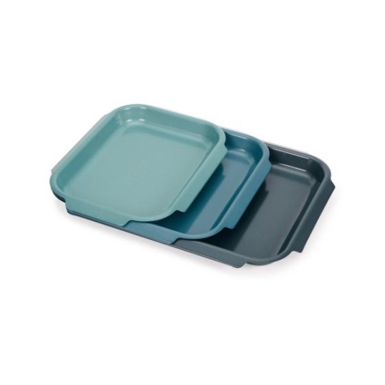 3pc Nest Bake Nonstick Baking Pan Set Blue
