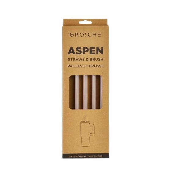 GROSCHE Aspen 40 oz 5 pack spare plastic straws - Cream White