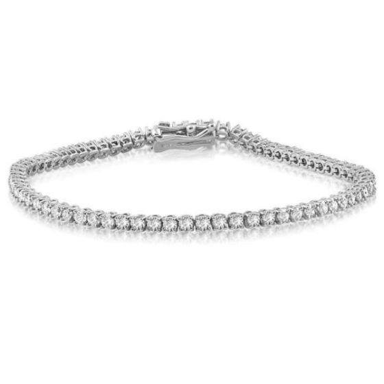 Bright White Privilege Round Lab Grown Diamond Tennis Bracelet in 14K White Gold 4.00ct,EF,VS1 VS2