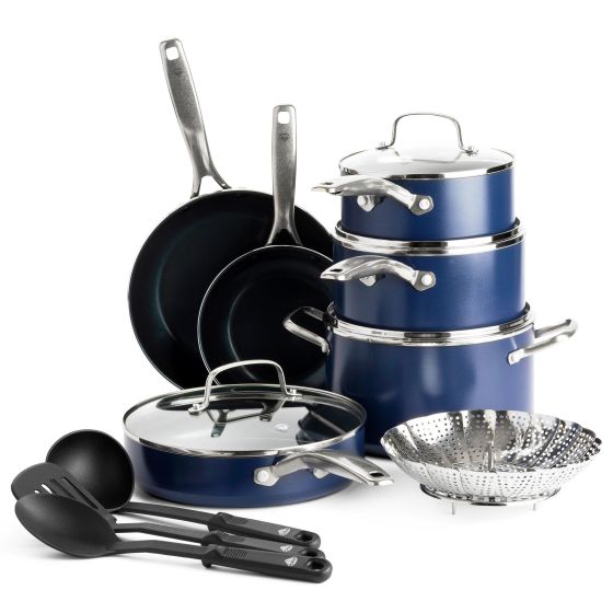 Classic 14pc Nonstick Ceramic Cookware Set Blue