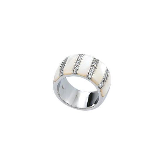 Belle Etoile Round Cubic Zirconia studded White Regal Stripe Size-7 Ring - 925 SS.