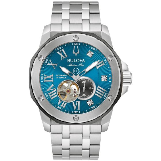 Men's Marine Star Marc Anthony Automatic Silver-Tone SS Watch Blue Dial