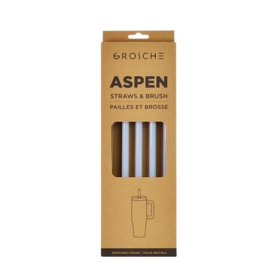 GROSCHE Aspen 40 oz 5 pack spare plastic straws- Slate Blue