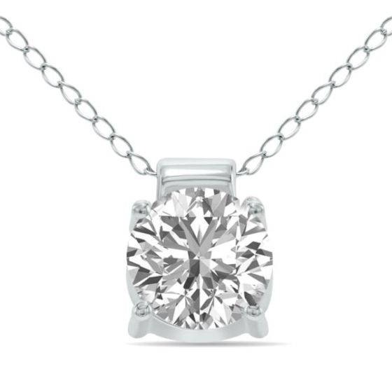 Lab Grown 1 CT 4 Prong Diamond Solitaire Pendant Size 18